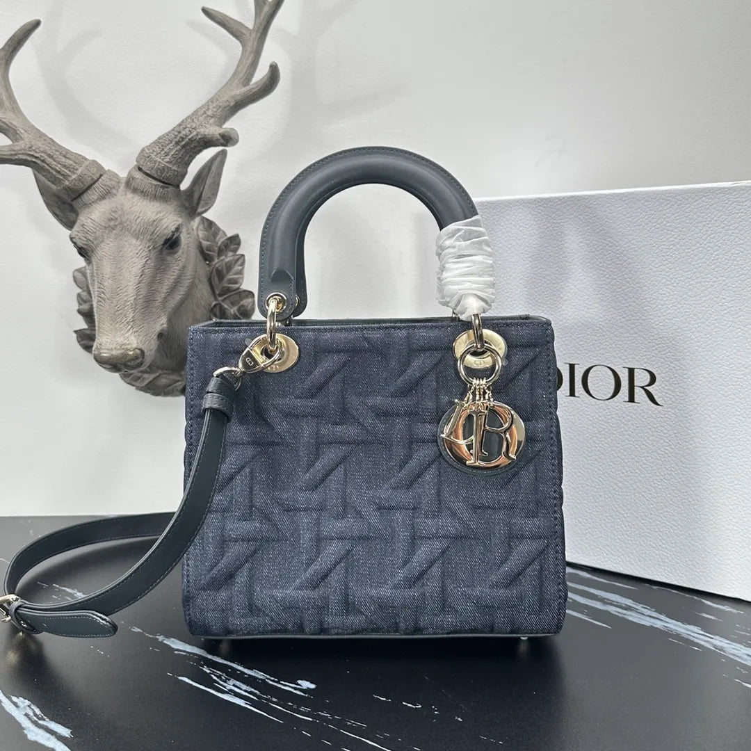 Lady Dior 9.4 in Cannage Denim Bag 0565