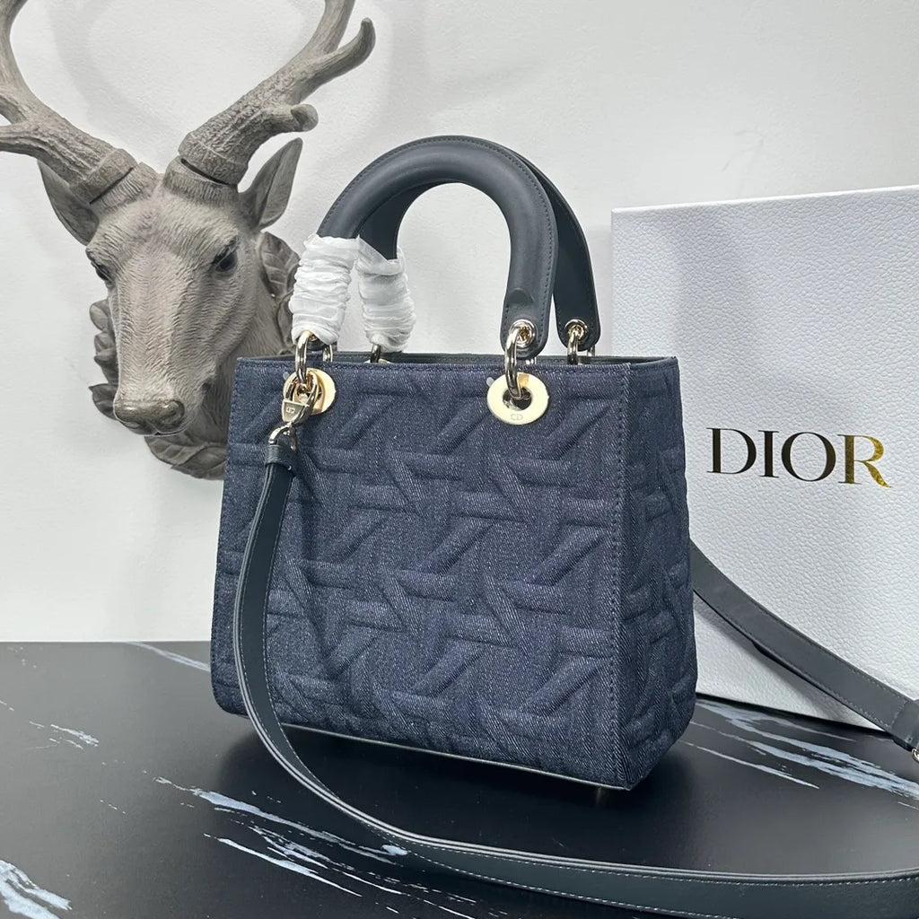 Lady Dior 9.4 in Cannage Denim Bag 0565