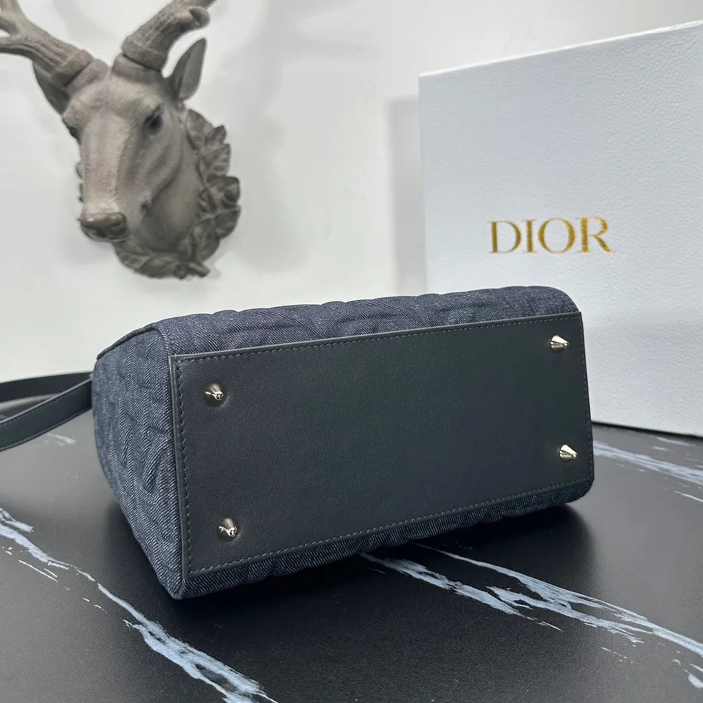 Lady Dior 9.4 in Cannage Denim Bag 0565