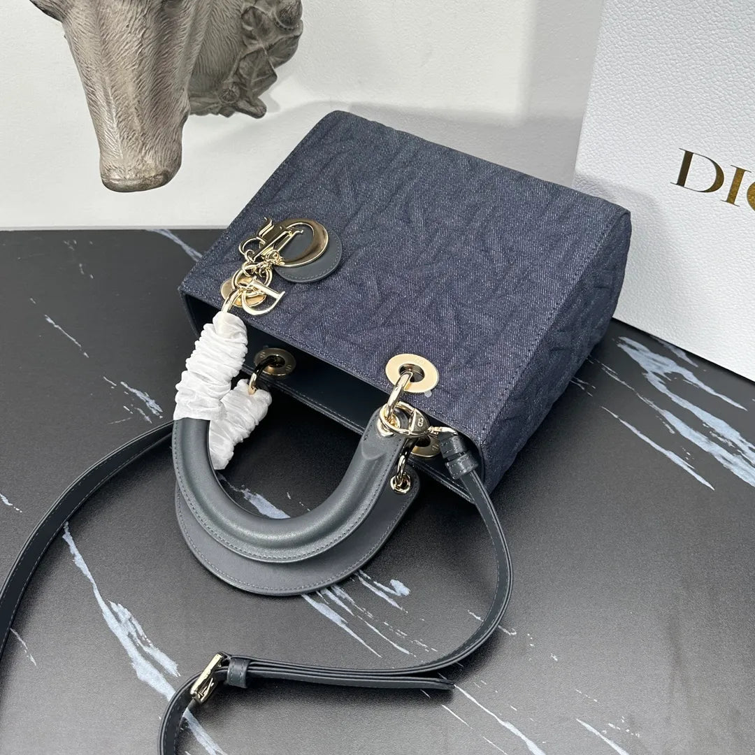 Lady Dior 9.4 in Cannage Denim Bag 0565
