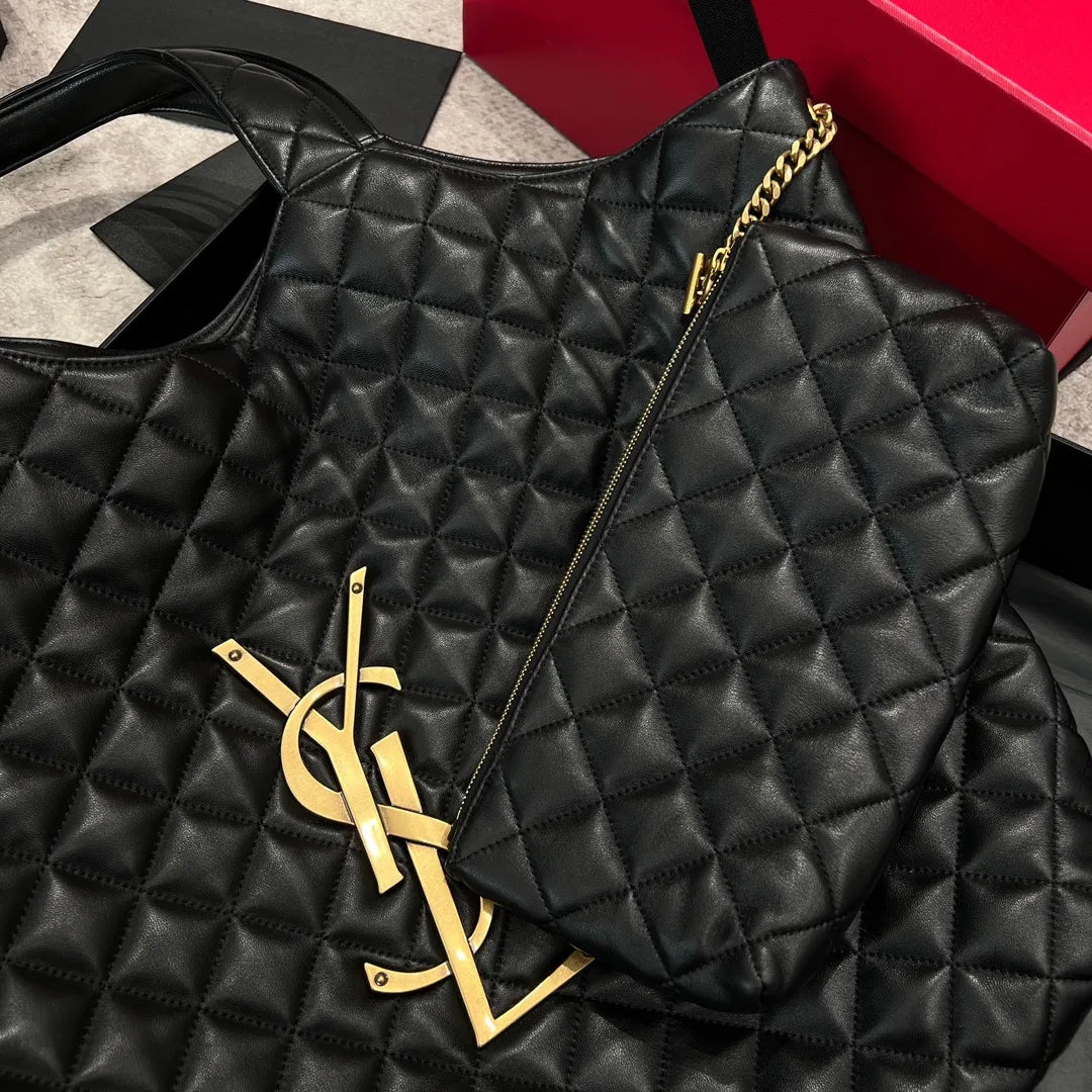 LAYER Sheepskin Checkered Shopping Bag 112540