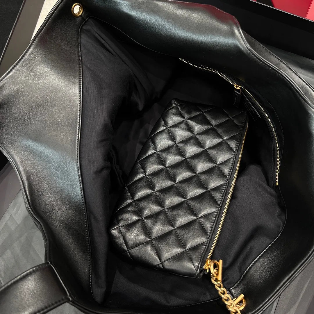 LAYER Sheepskin Checkered Shopping Bag 112540