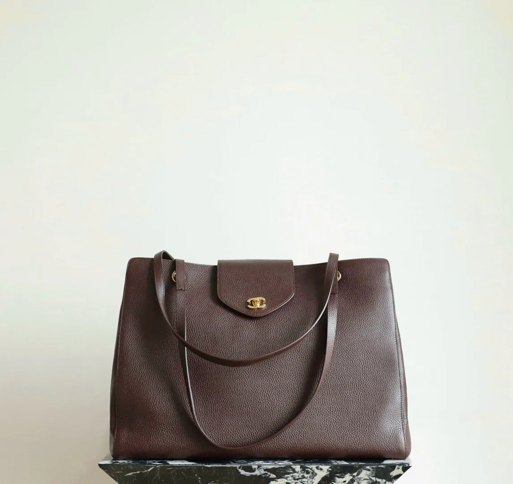 LAYM 26A Large Shopping Tote Bag Pebbled Calfskin Leather C-872