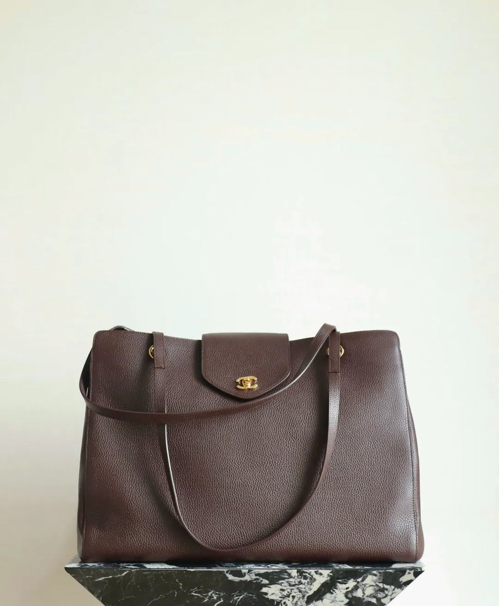 LAYM 26A Large Shopping Tote Bag Pebbled Calfskin Leather C-872