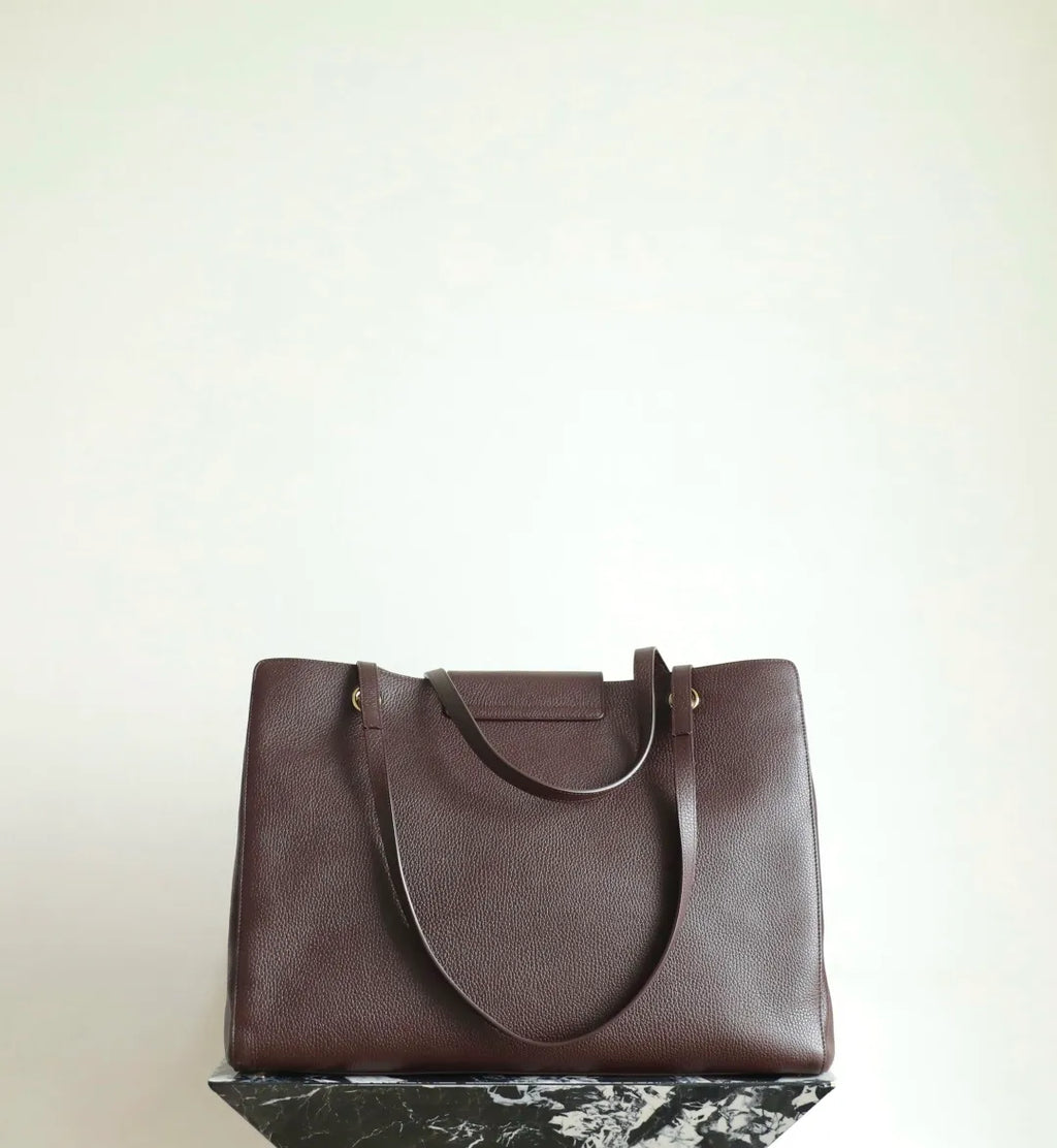 LAYM 26A Large Shopping Tote Bag Pebbled Calfskin Leather C-872