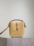 LE 37 Raffia Leather 5.9 in Bucket Bag 765870