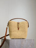 LE 37 Raffia Leather 7.9 in Bucket Bag 749036