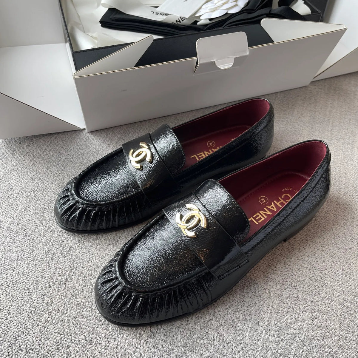 Leather Double C Buckle Loafers 243967