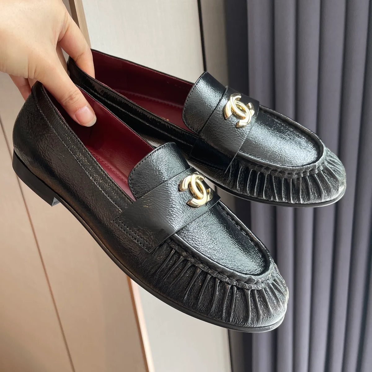 Leather Double C Buckle Loafers 243967