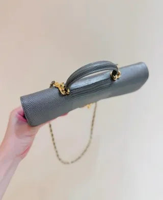 Lizard-Embossed Leather 9.8 in Handbag 26A