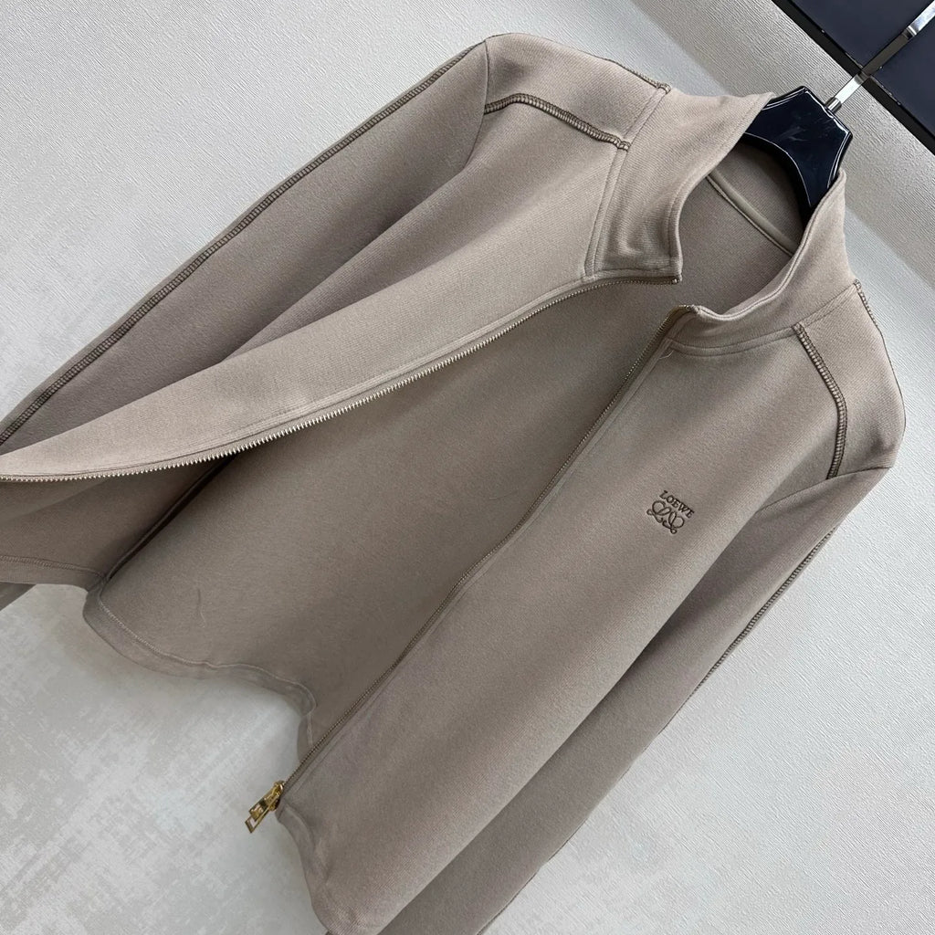 Loew* Women's Embroidered Stand Collar Zip Jacket