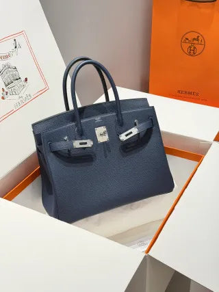 Amber Thread Leather Handbag Sapphire Blue