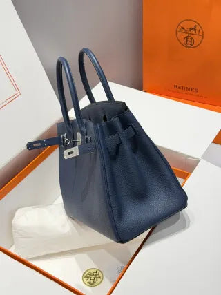 Amber Thread Leather Handbag Sapphire Blue