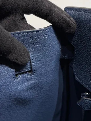 Amber Thread Leather Handbag Sapphire Blue
