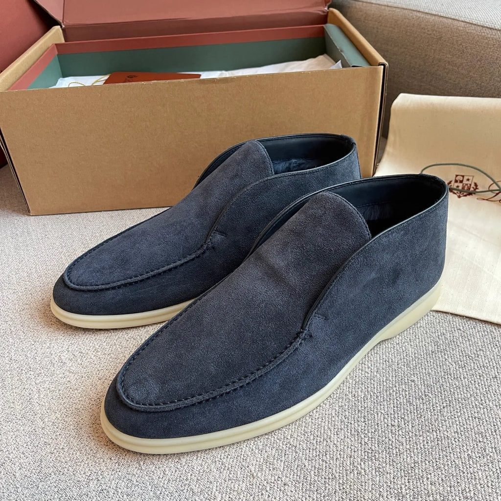 Loro Piana Men's Open Walk Ankle Boots Suede Beaver Fur 359492