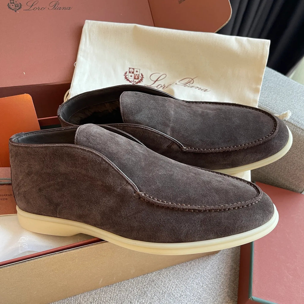 Loro Piana Men's Open Walk Ankle Boots Suede Beaver Fur 359500