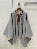 Loro Piana Women's Leather Trim Wool Cashmere Cape