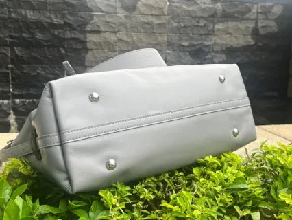 Louis Vuitton CarryAll Dark MM Leather Handbag Grey