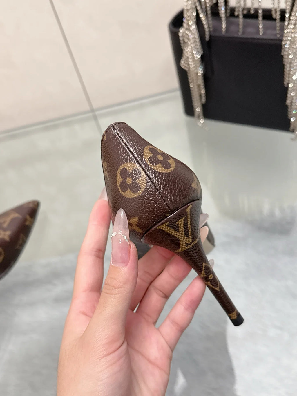 Louis Vuitton Leather Silk 3.3 in Heels
