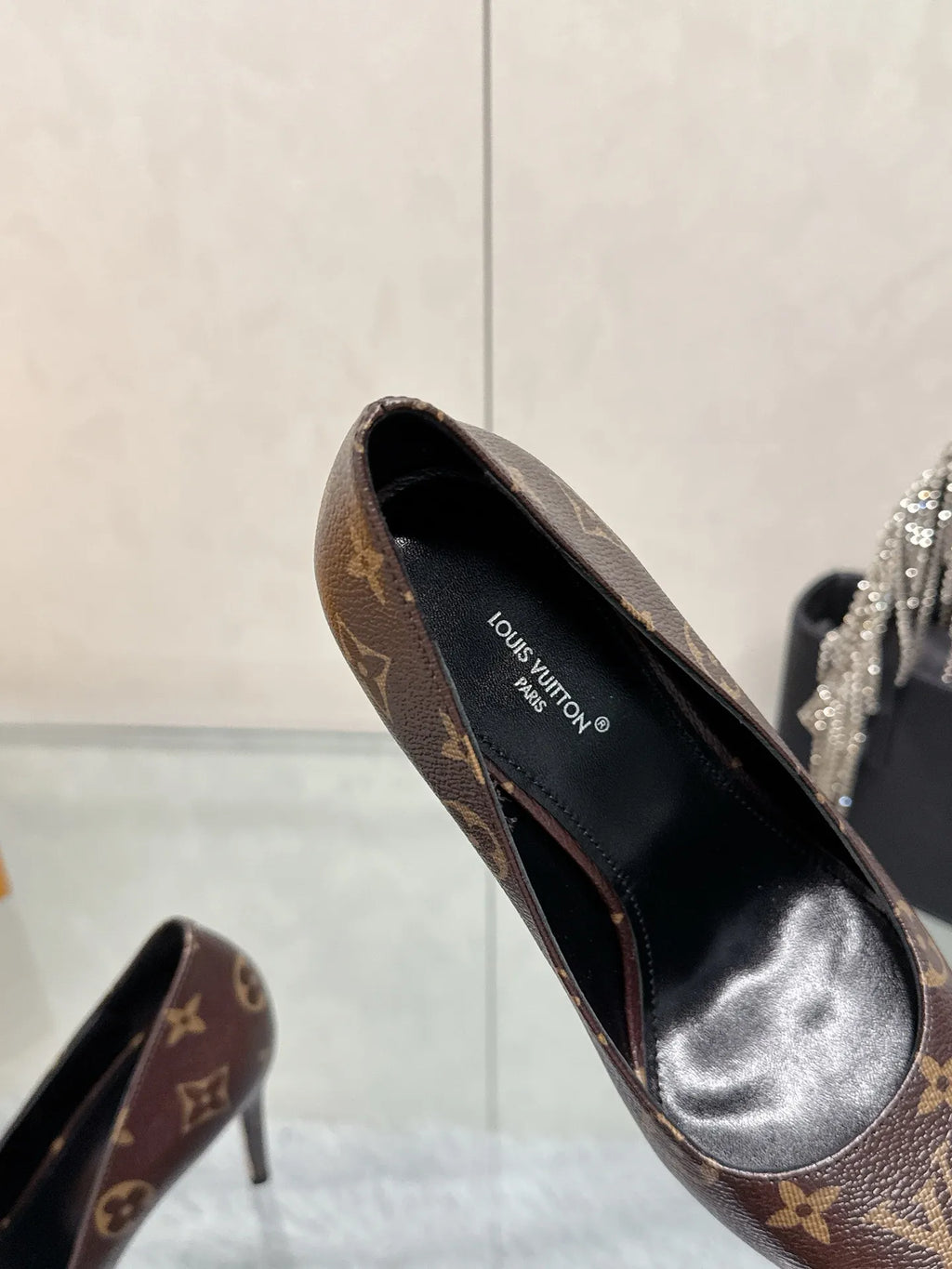 Louis Vuitton Leather Silk 3.3 in Heels