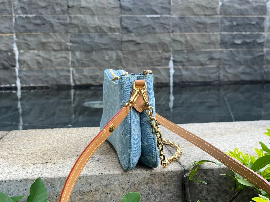 Louis Vuitton Liv Pochette Denim Handbag