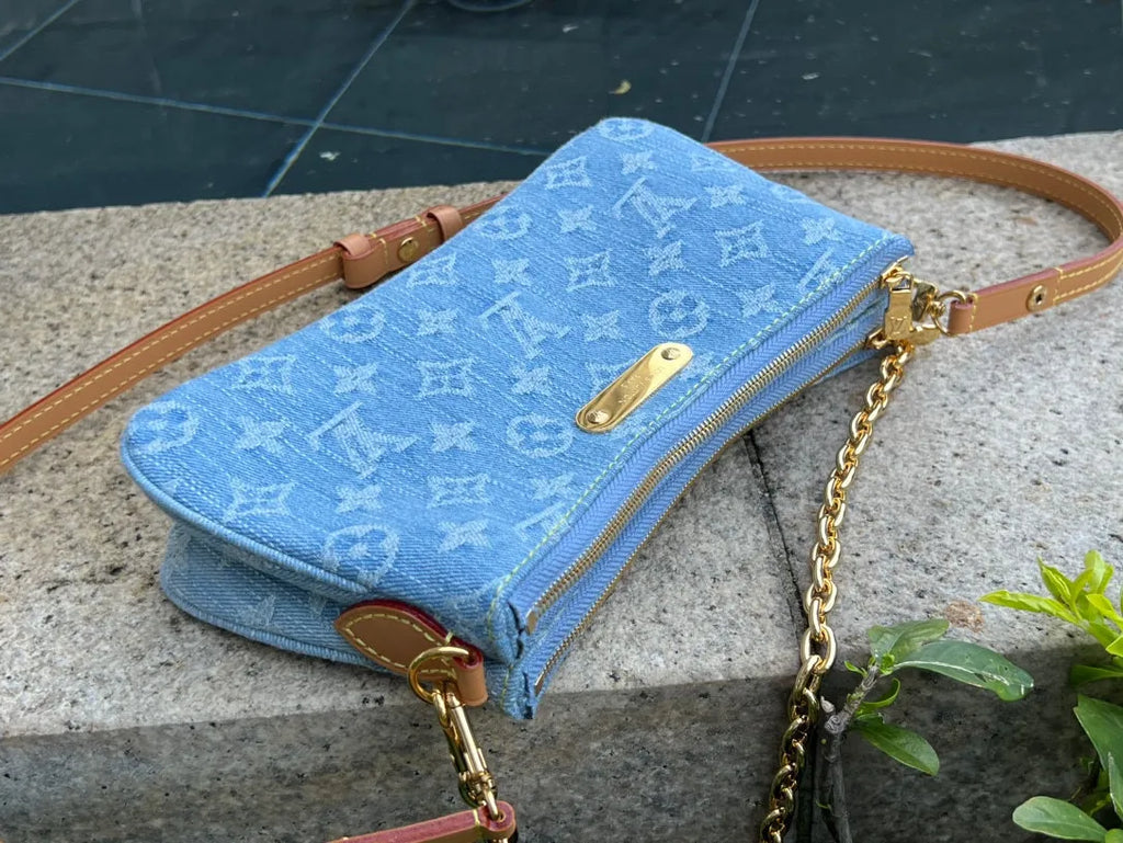 Louis Vuitton Liv Pochette Denim Handbag