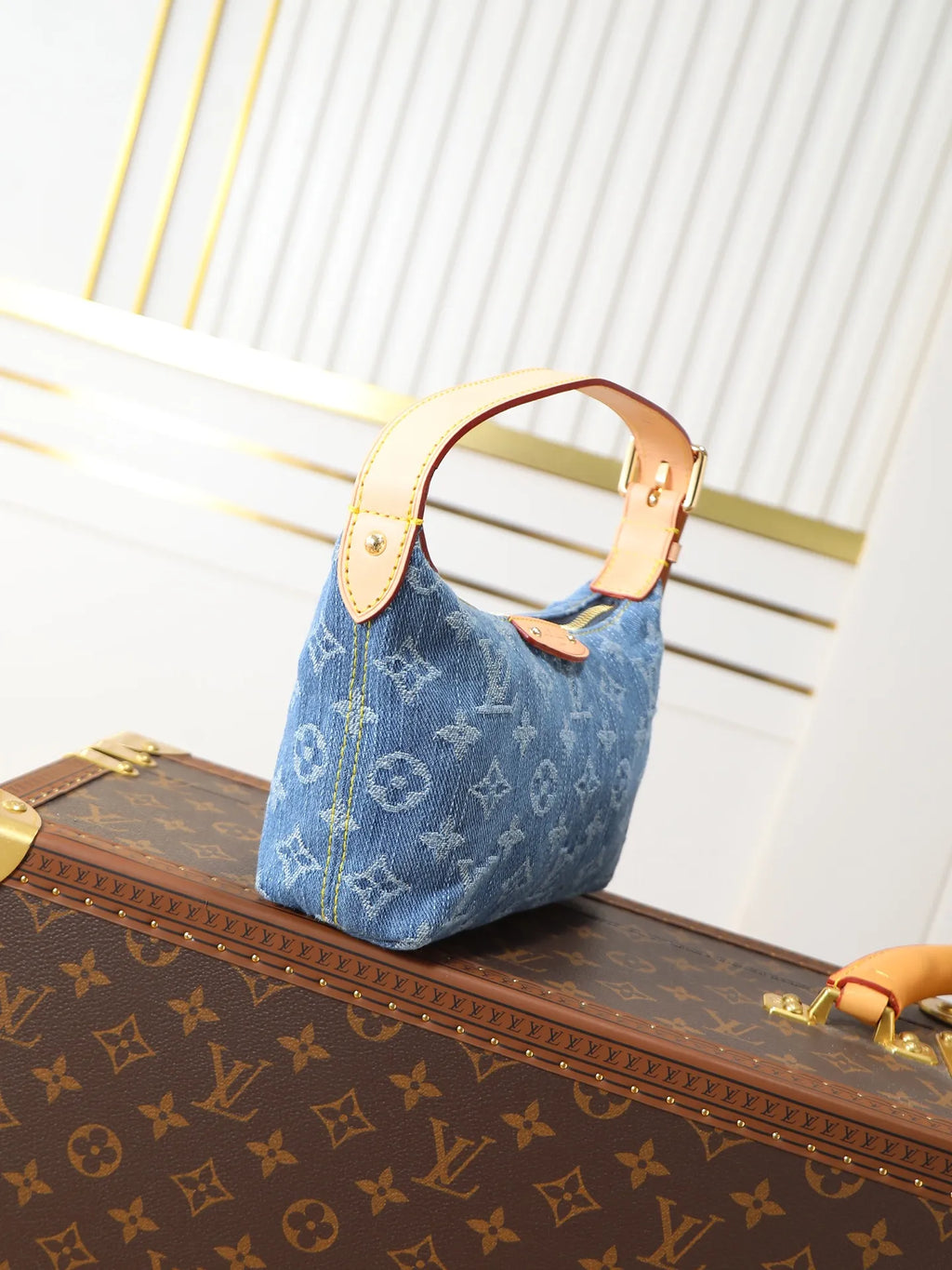 Louis Vuitton Mini Moon Denim Handbag Blue
