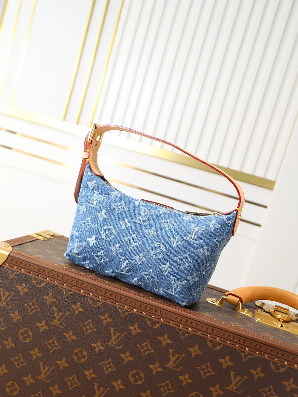 Louis Vuitton Mini Moon Denim Handbag Blue