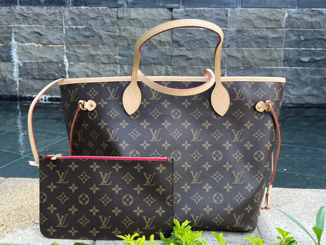 Louis Vuitton Neverfull MM Coated Fabric Tote Handbag M41177