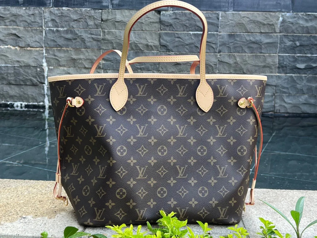 Louis Vuitton Neverfull MM Coated Fabric Tote Handbag M41177