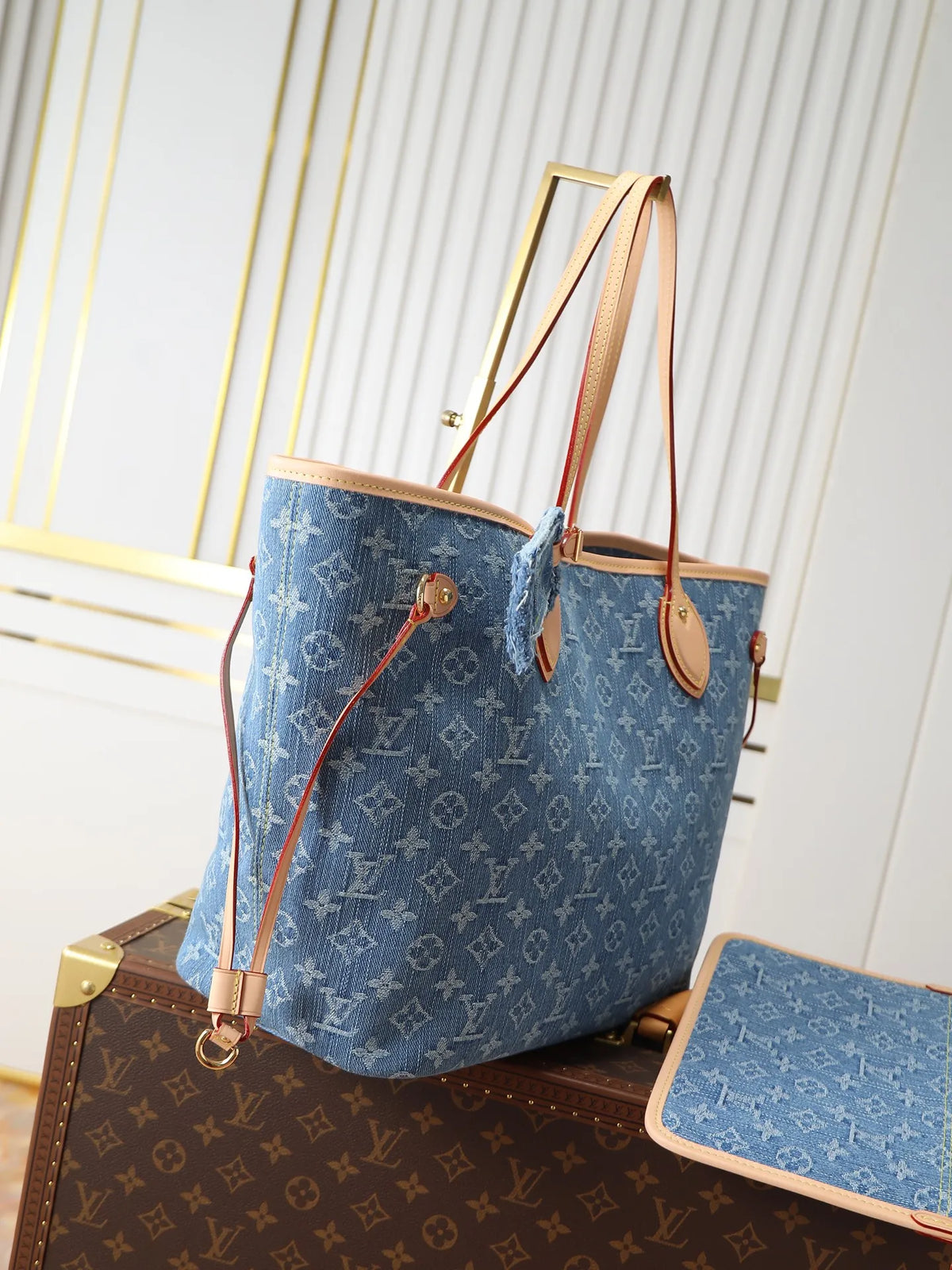 Louis Vuitton Neverfull MM Denim Handbag M13192 Blue