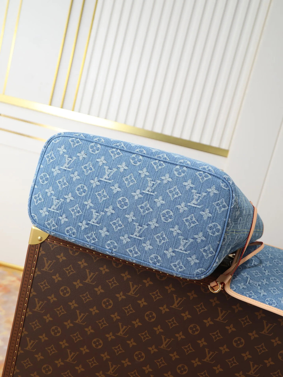 Louis Vuitton Neverfull MM Denim Handbag M13192 Blue