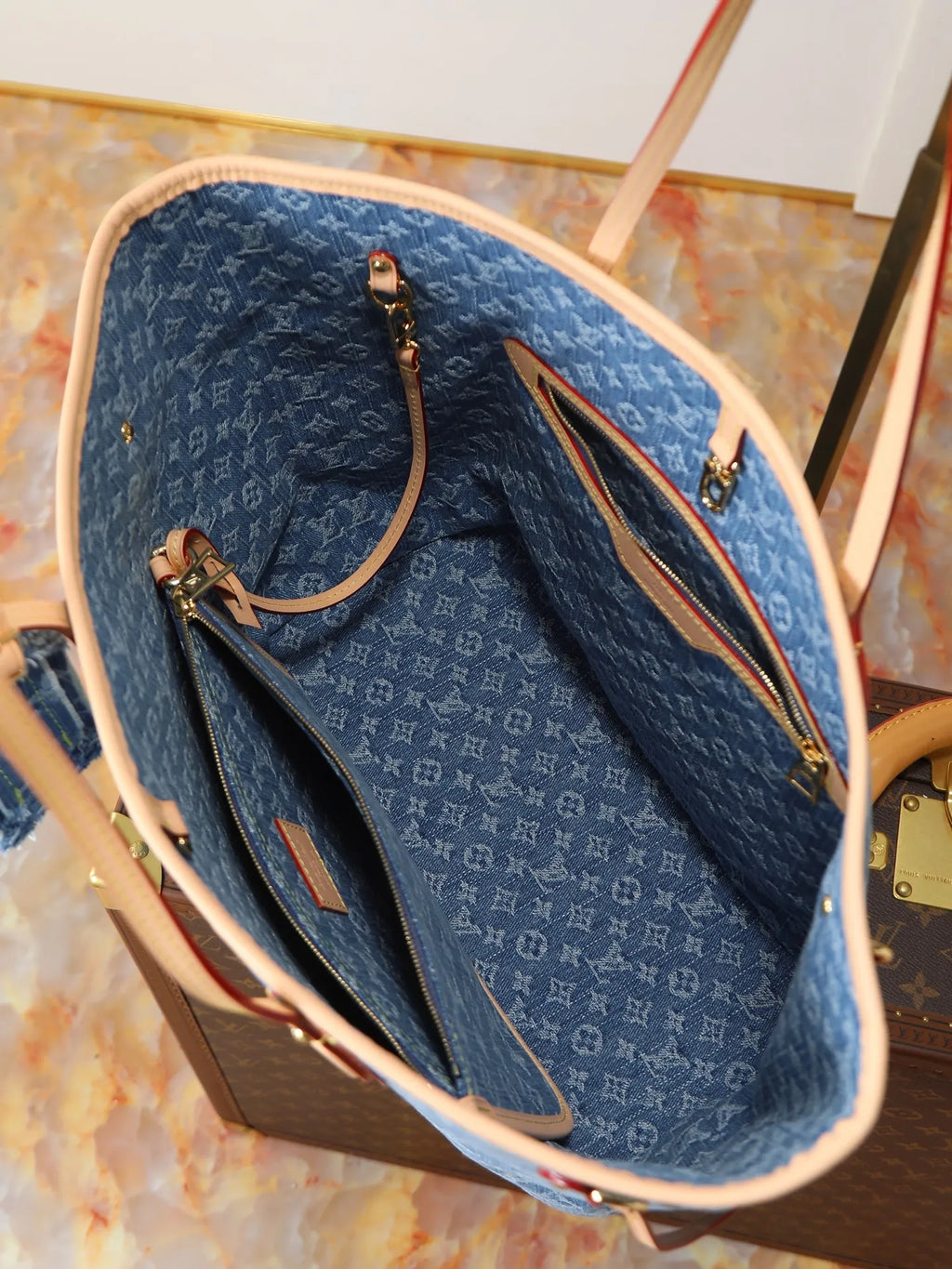 Louis Vuitton Neverfull MM Denim Handbag M13192 Blue