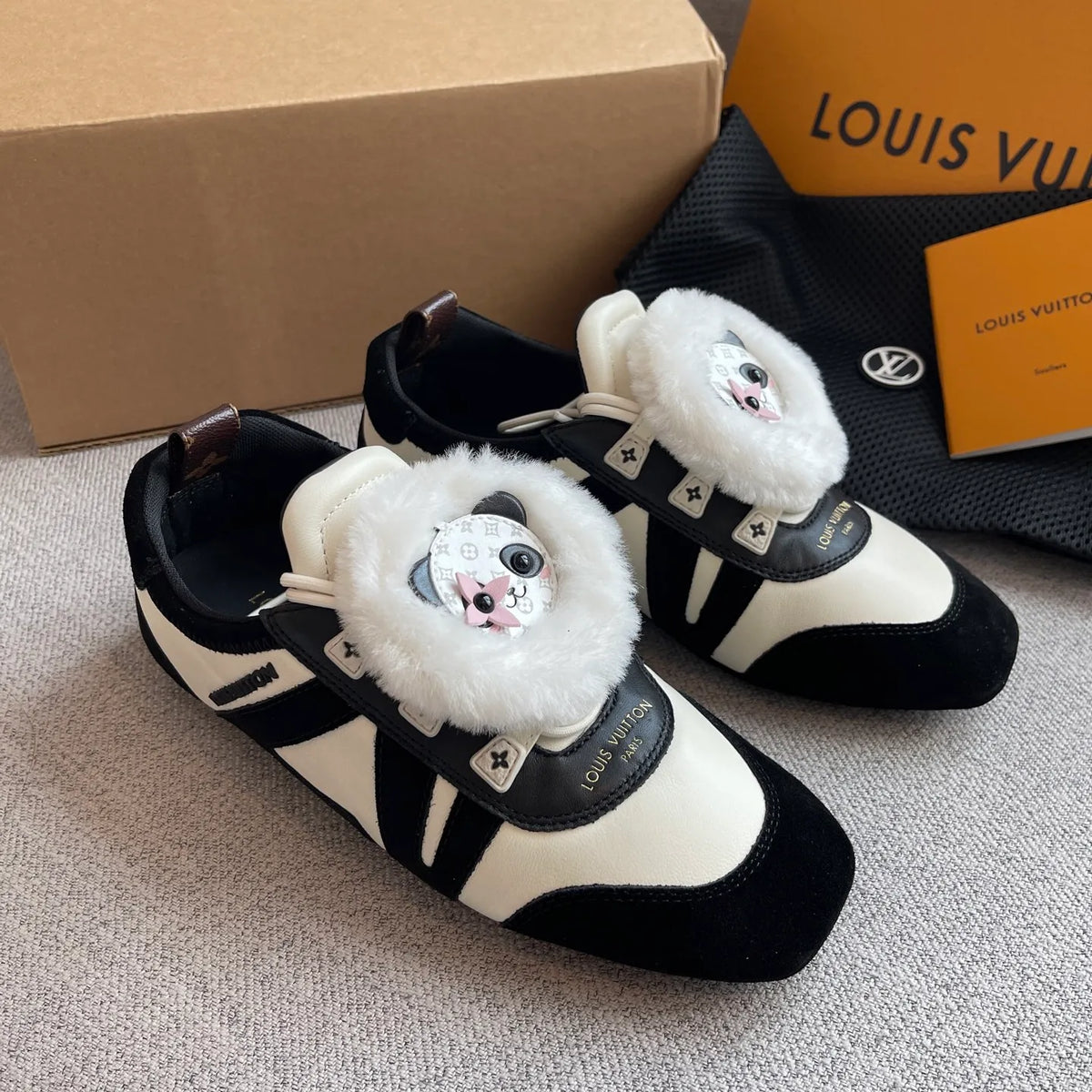 Louis Vuitton Women's Ballet Sneakers Calfskin Suede Leather 329105
