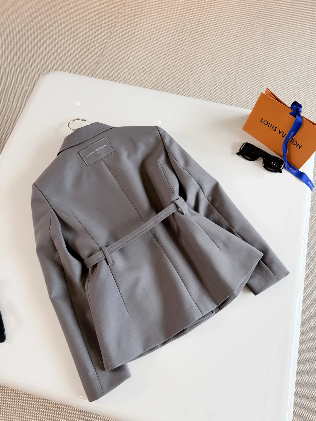 LOUIS Women's Wool Double-Breasted Monogram Belted Jacket 26S