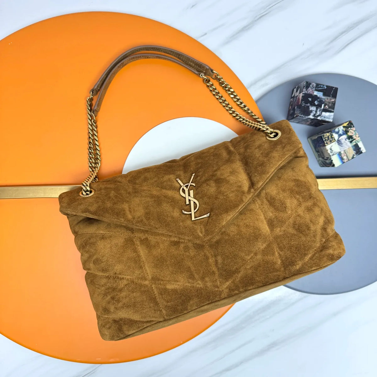 LouLou Puffer 13.8 in Quilted Suede Bag 577475