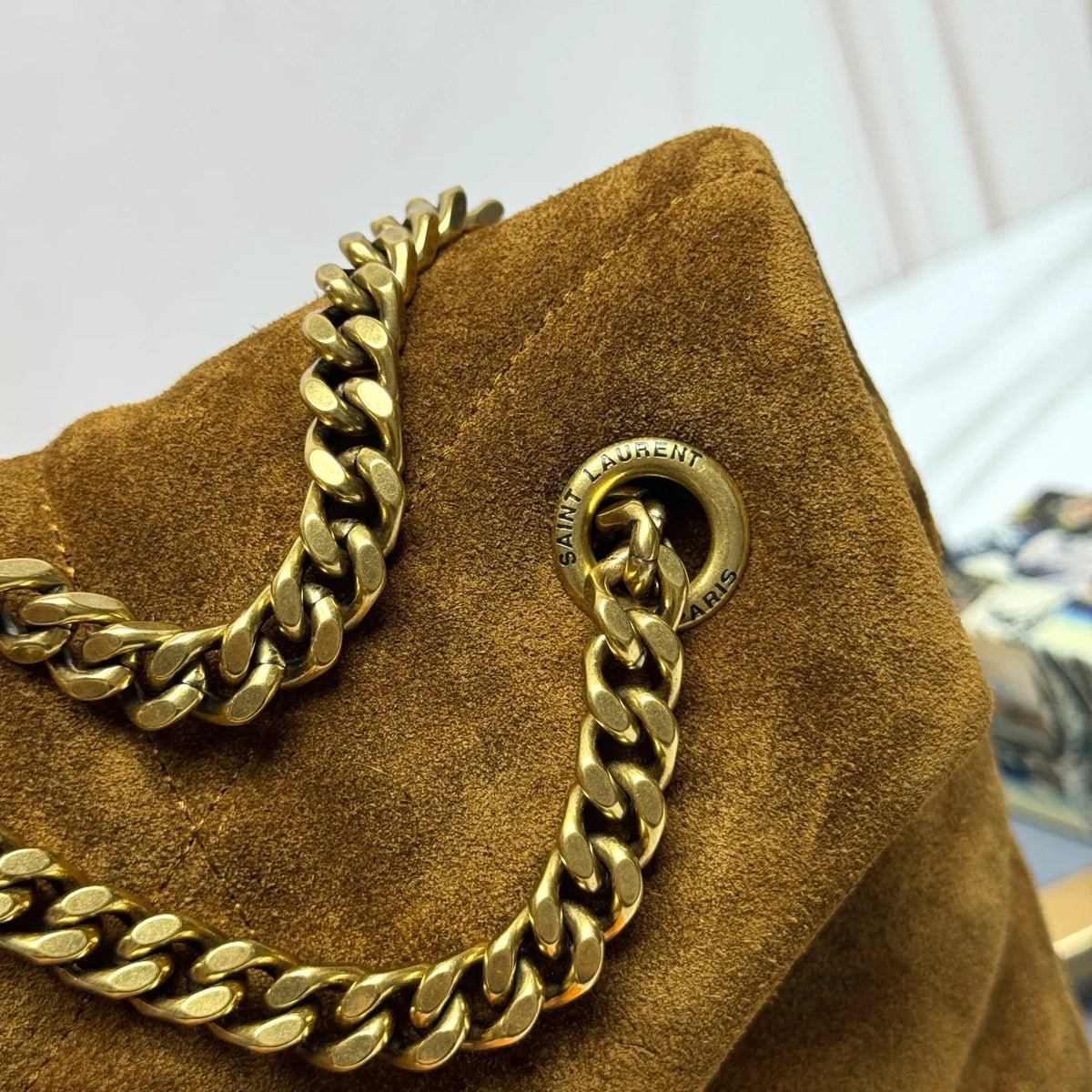 LouLou Puffer 13.8 in Quilted Suede Bag 577475