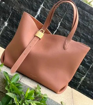 Low Key Cabas Medium Leather Handbag M25342 Brown