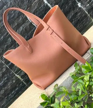 Low Key Cabas Medium Leather Handbag M25342 Brown