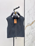 LP Women's Fur Collar Double-Faced Wool Vest 997500740