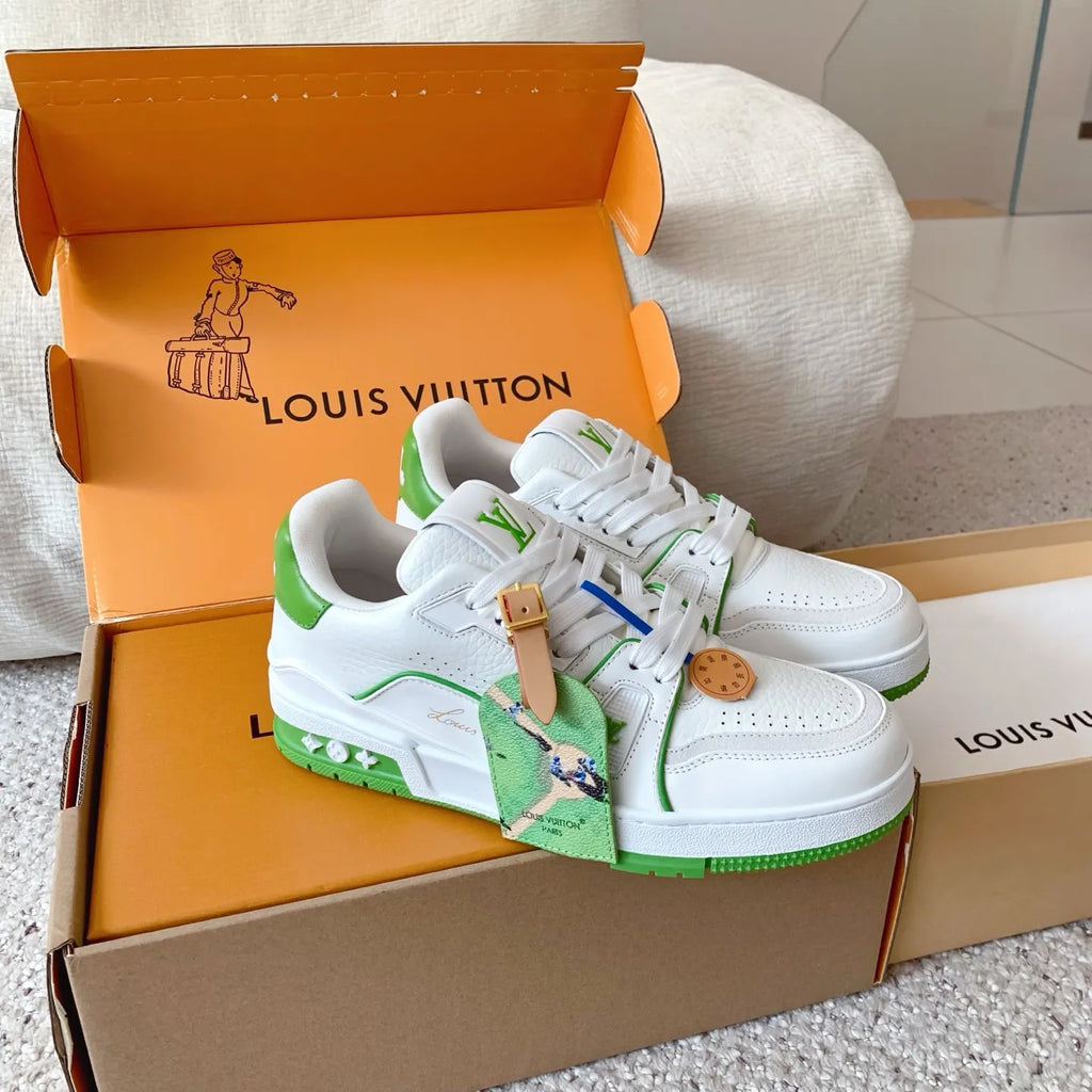 LV Trainer Sneakers Lychee Cowhide Leather White