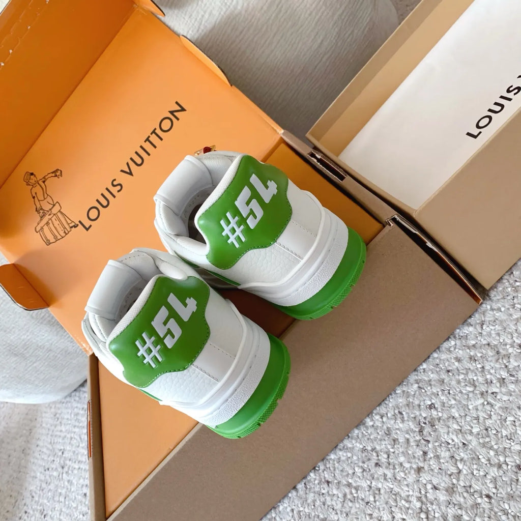 LV Trainer Sneakers Lychee Cowhide Leather White
