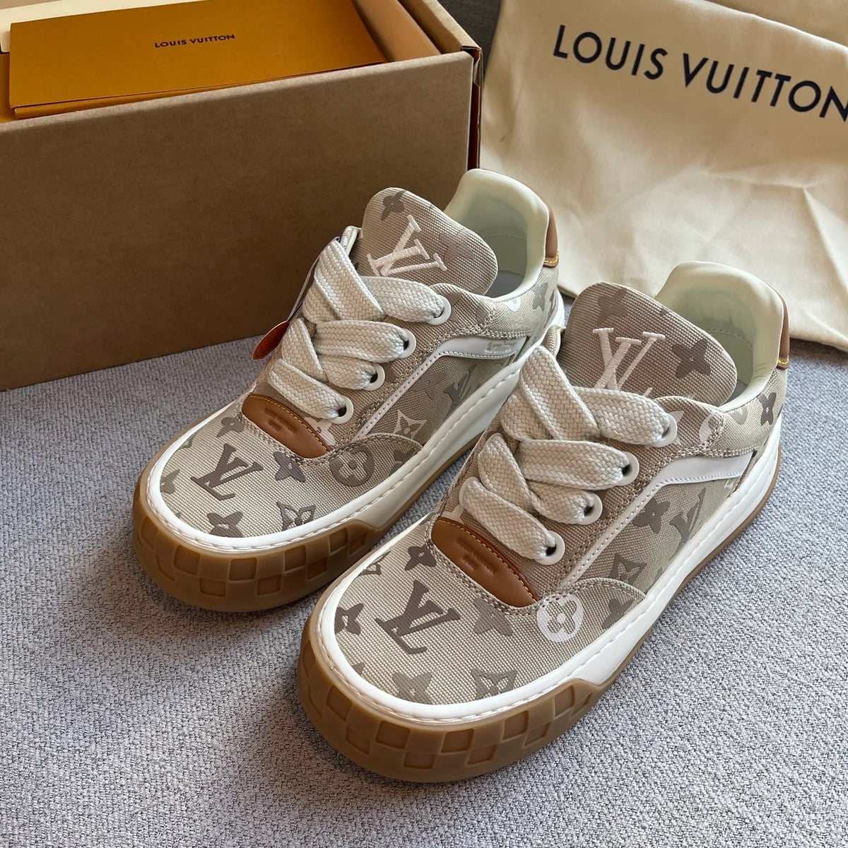LV Women's Tilted Biscuit Sneakers Washed Denim 349671