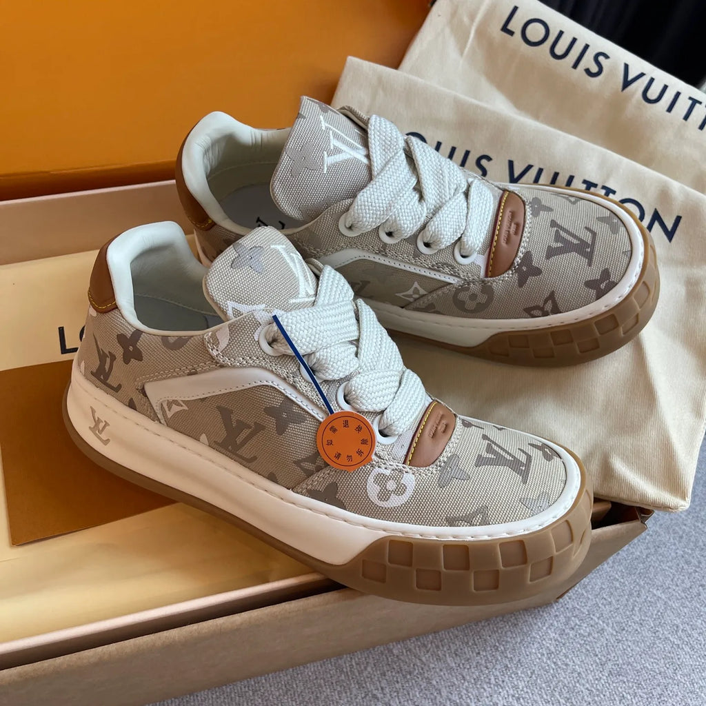 LV Women's Tilted Biscuit Sneakers Washed Denim 349671