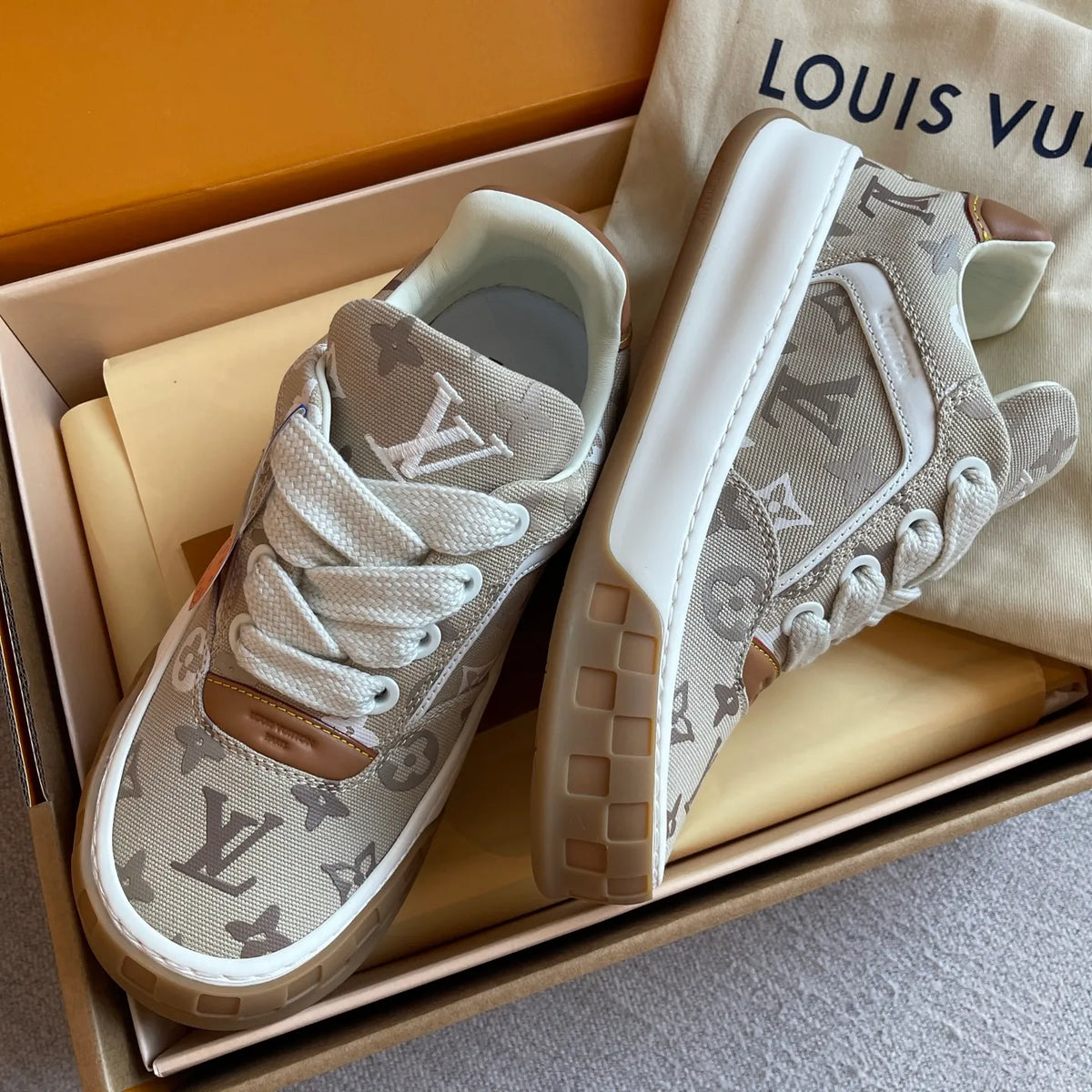 LV Women's Tilted Biscuit Sneakers Washed Denim 349671