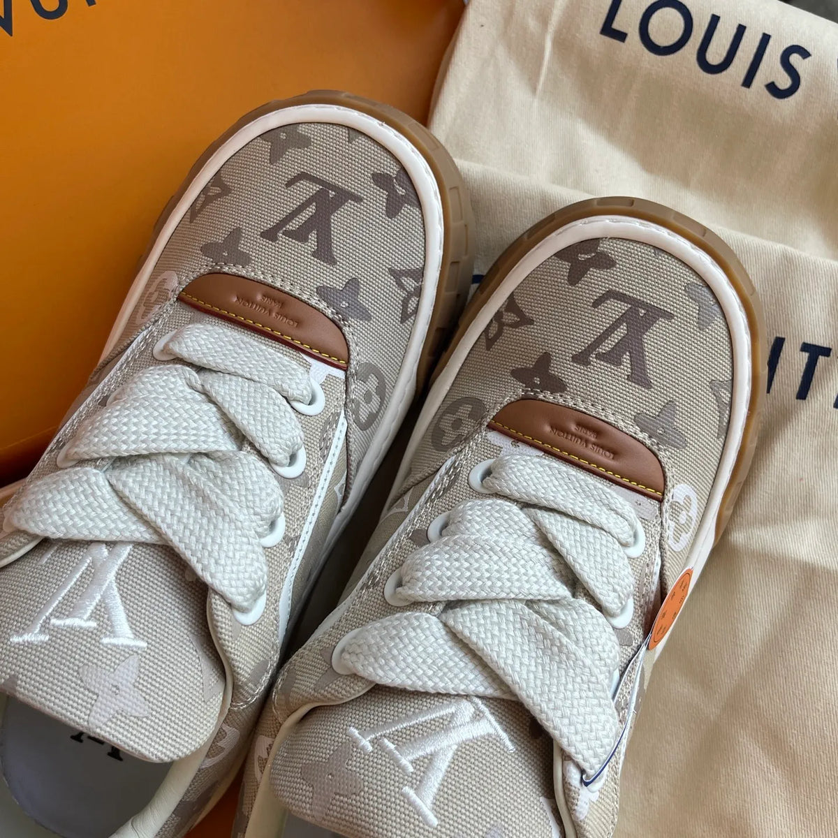 LV Women's Tilted Biscuit Sneakers Washed Denim 349671