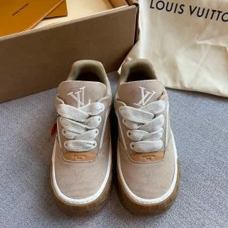 LV Women's Tilted Biscuit Sneakers Washed Denim Raw Rubber 349663