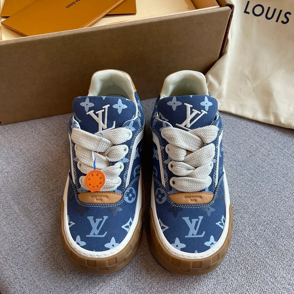 LV Women's Tilted Biscuit Sneakers Washed Denim Raw Rubber 349667
