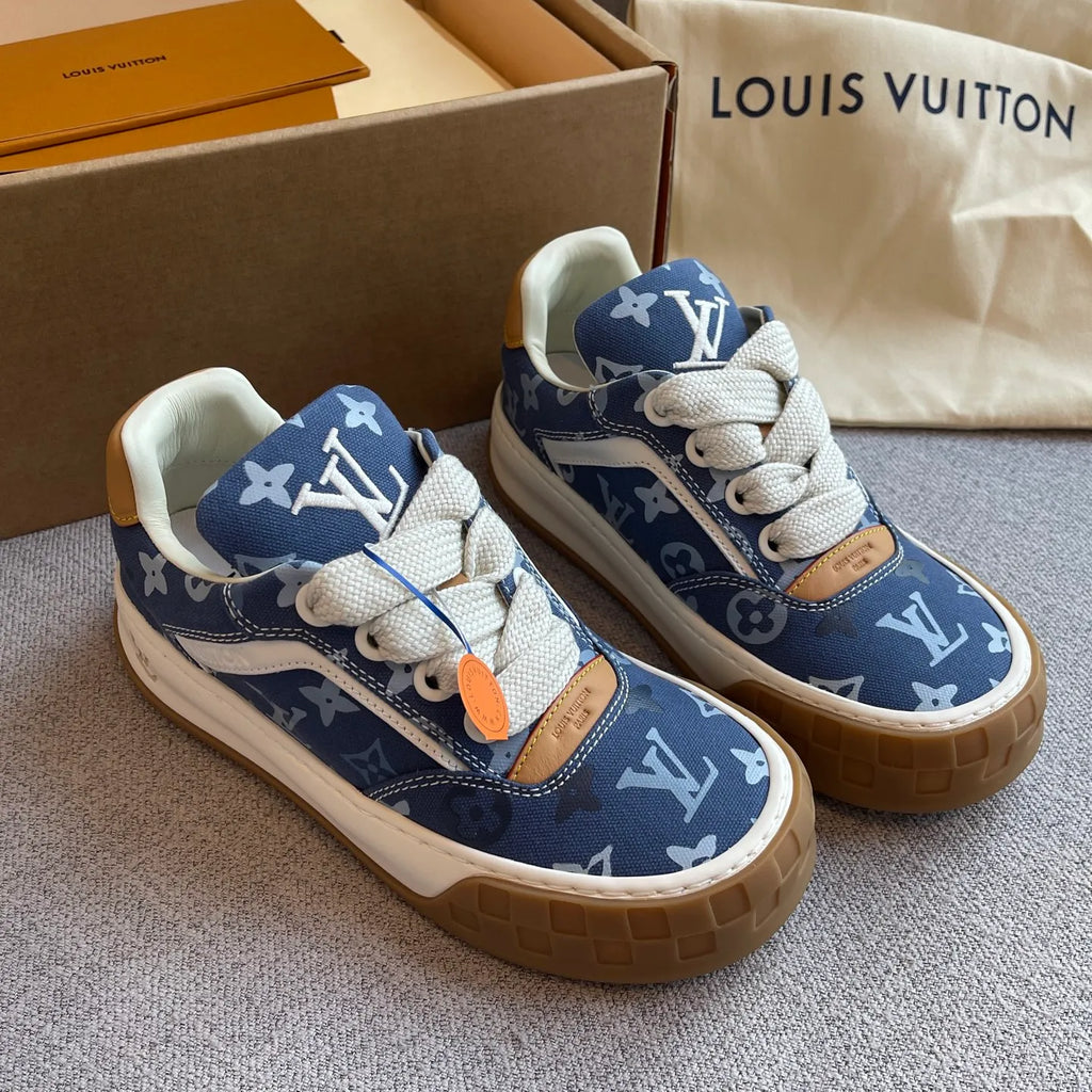 LV Women's Tilted Biscuit Sneakers Washed Denim Raw Rubber 349667