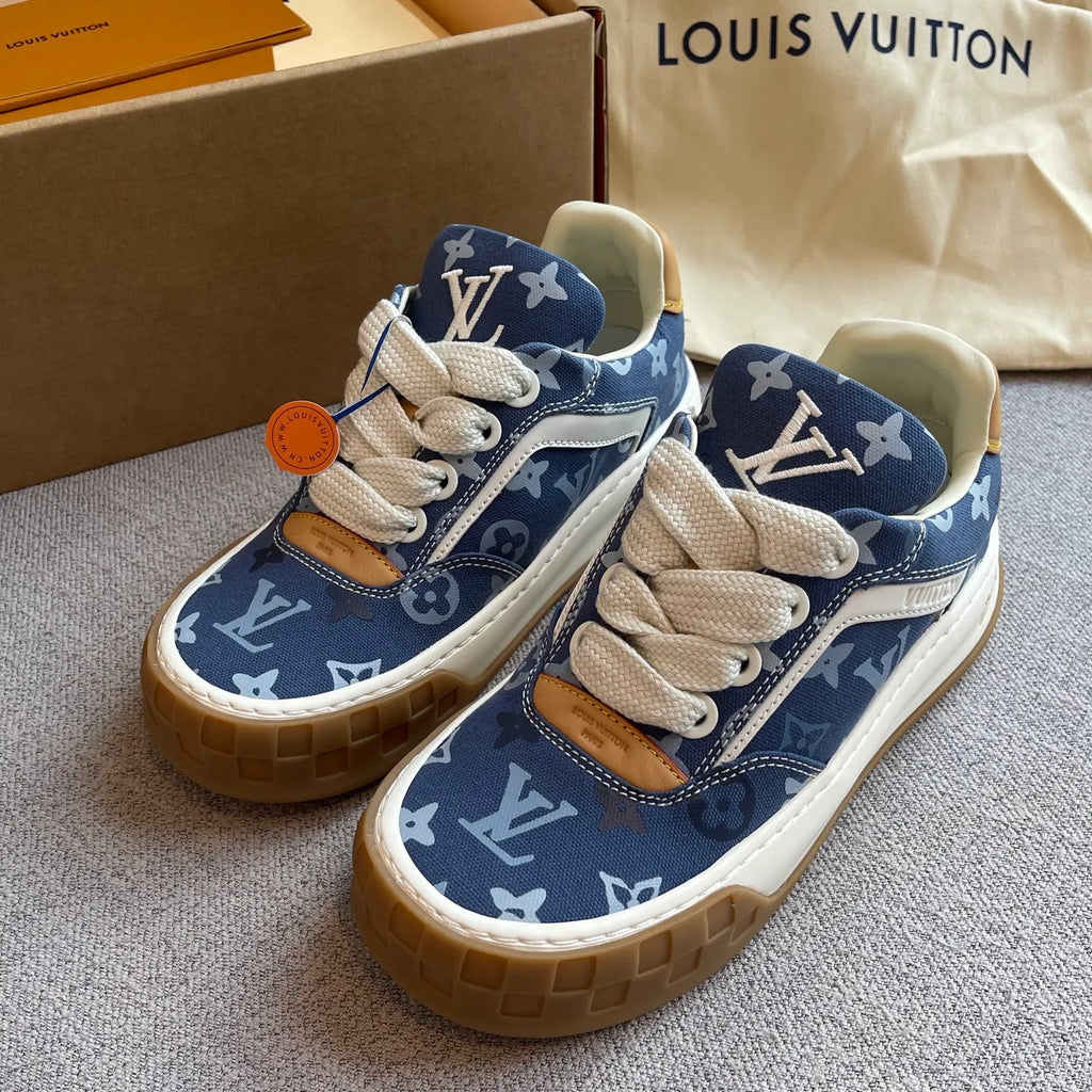 LV Women's Tilted Biscuit Sneakers Washed Denim Raw Rubber 349667